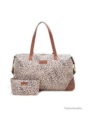 Women's Weekender Travel Duffel Large 37L Vegan Leather Accents with Cosmetic